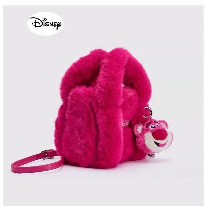 Disney Túi Đeo Chéo Phủ Lông Họa Tiết Hoạt Hình Chú Gấu / Dâu Tây Dễ Thương Thời Trang Mùa Đông 2022 Cho Nữ