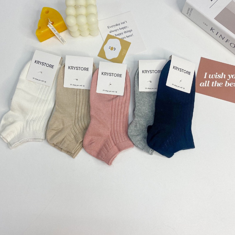 Tất vớ ngắn cổ cao qua mắt cá chất len gân đẹp krystore NC31