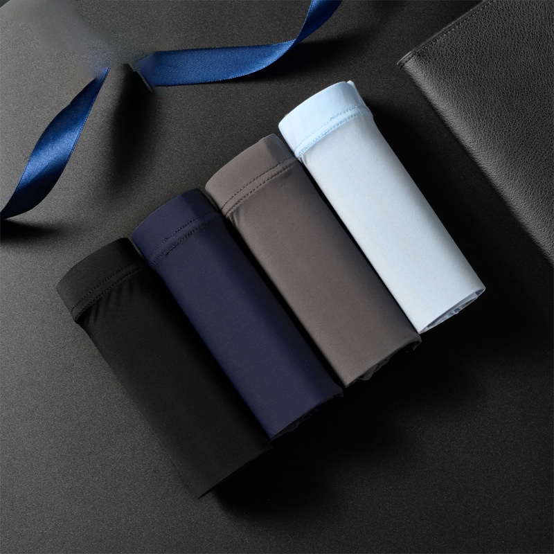 Quần Lót Boxer Vải Lụa Lạnh Siêu Mỏng Thoáng Khí Không Đường May Cá Tính Cho Nam