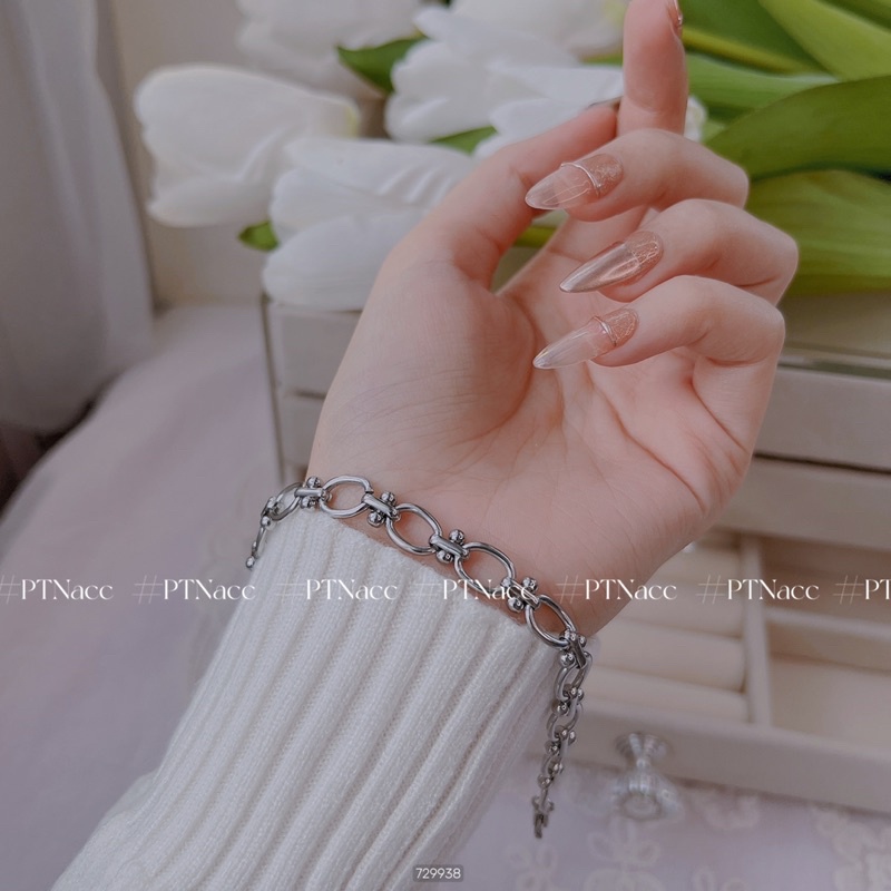 Bộ trang sức, set titan dây chuyền, lắc tay xích đơn giản kiểu dáng Hàn Quốc .PTNACC.