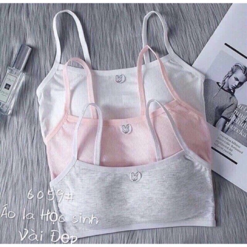Áo lá Bra học sinh cotton tăm 2 dây có đệm ngực dành cho bé gái 10-15 tuổi