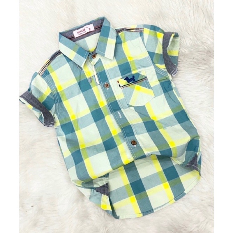 Áo sơ mi kẻ caro tay ngắn cho bé trai 7-23kg SM1
