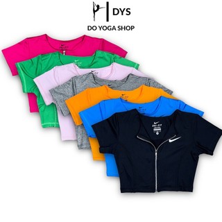 Áo croptop khóa kéo tập gym, yoga nữ
