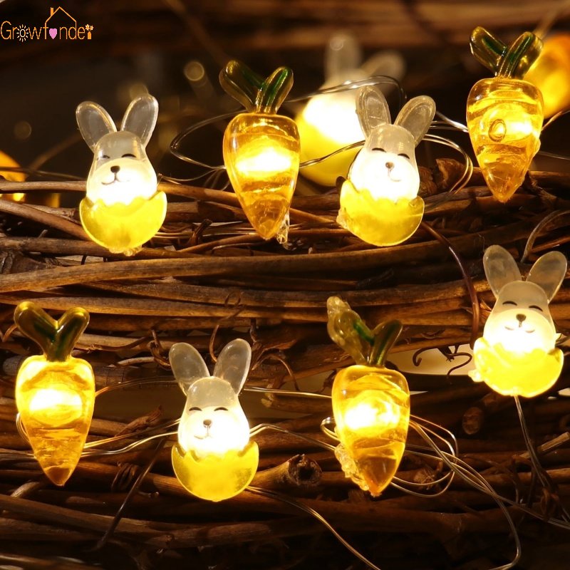 Dây Đèn 10 / 20LED USB / Pin Hình Thỏ Hoạt Hình Dễ Thương Trang Trí Lễ Phục Sinh