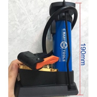 Bơm xe đạp có đồng hồ đo áp suất hợp kim nhôm loại đạp chân cao cấp c-mart l0009 - dùng cho xe đạp xe máy ô tô trái banh