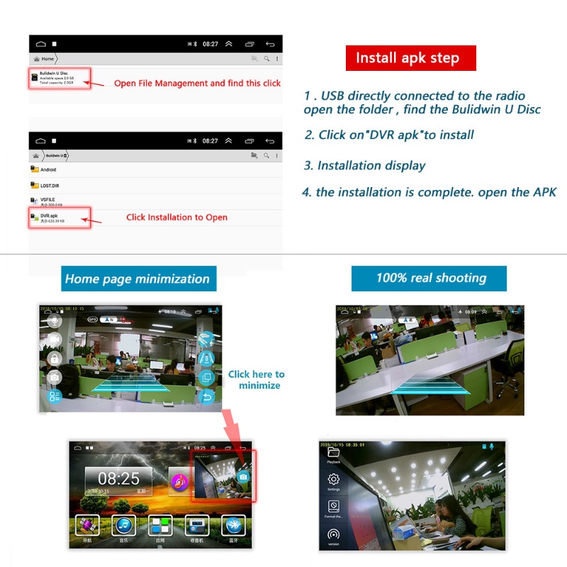 Máy Quay Hành Trình Xe Hơi DVR Hỗ Trợ Tầm Nhìn Ban Đêm Có ADAS Cho Android