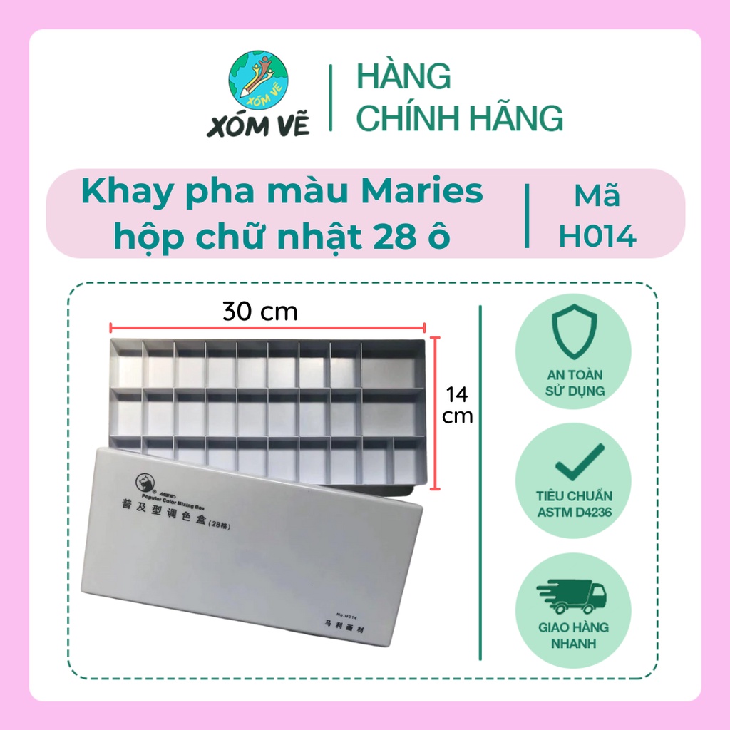 Khay pha màu 28 ô hình hộp chữ nhật Maries - mã H014 palette