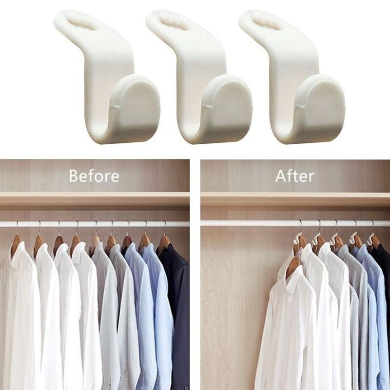 Set 10 đầu nối móc treo quần áo xếp tầng bằng nhựa cứng/Móc treo đồ tiện dụng tiết kiệm diện tích không gian tủ, phòng | BigBuy360 - bigbuy360.vn