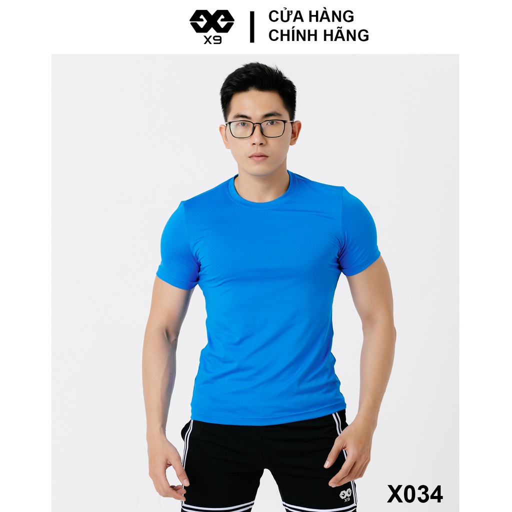 Áo Thun Trơn Nam Cổ Tròn Không Logo Body Tập Gym Thể Thao Chạy Bộ Cotton Thun Lạnh Giữ Nhiệt - X9 Sportswear - X034