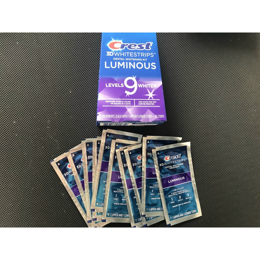 Miếng dán trắng răng Crest 3D Whitestrips nguyên hộp nhiều loại