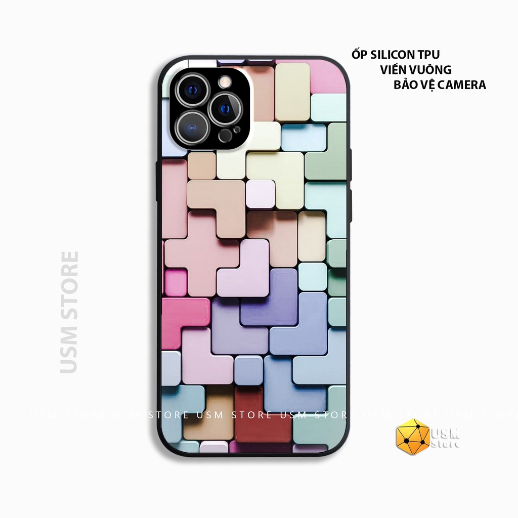 Ốp lưng iphone 6/7 P/8 P/X/Xmax /11Pro/11Promax/12Mini/12Pro/12Promax/13pro/13Promax/13mini/14 Pro/ 14, in khối màu sắc