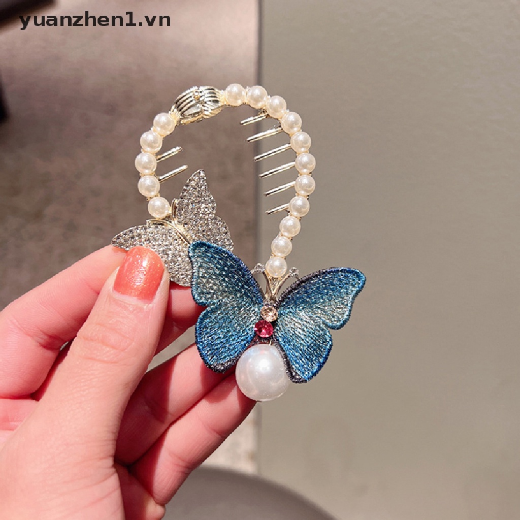 Kẹp Tóc Đuôi Ngựa Đính Ngọc Trai Thêu Họa Tiết Thời Trang Mùa Thu 2022