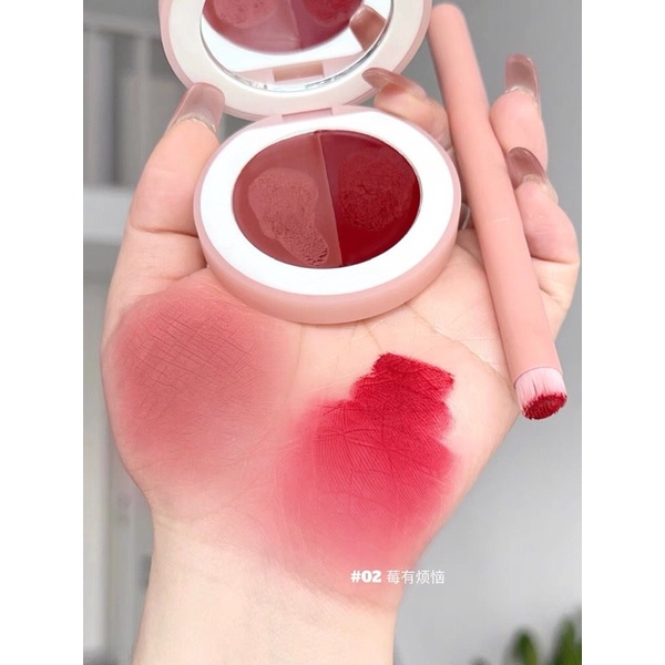 Son kem hũ Ccsheer 2 màu tặng kèm cọ tán son