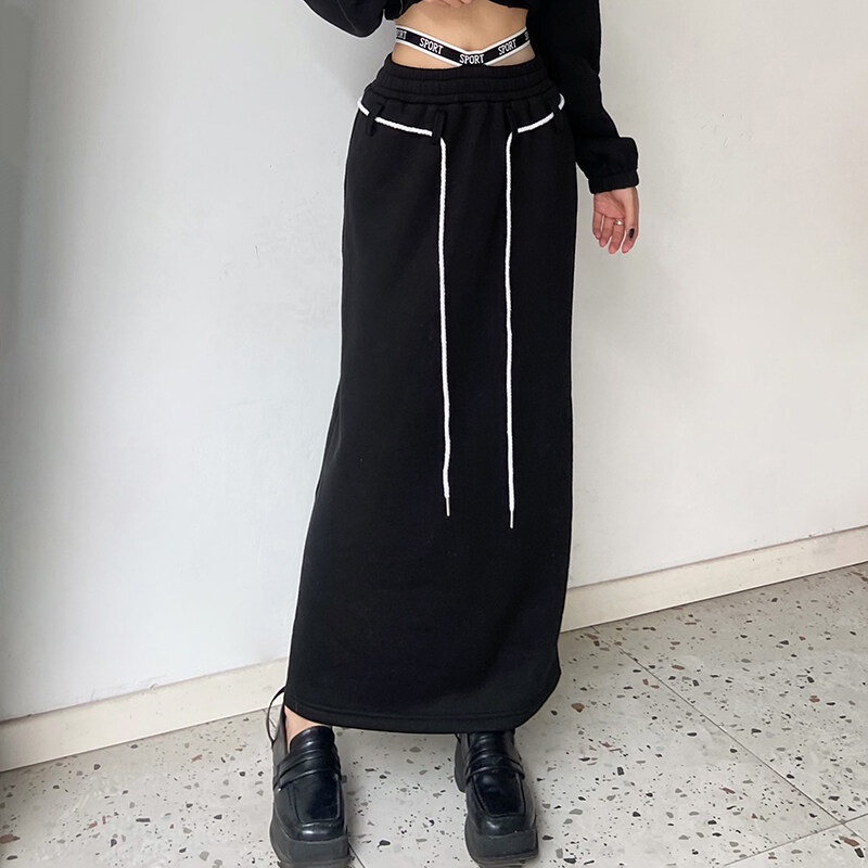 Chân Váy Maxi Chữ A Lưng Cao Thời Trang Phong Cách Đường Phố Cho Nữ