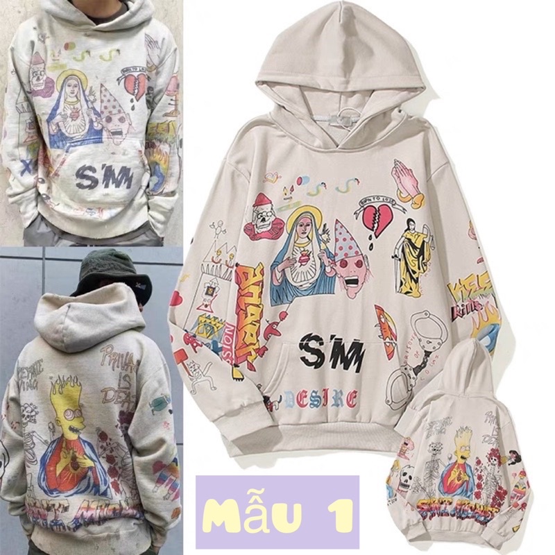 Áo hoodie Kanye West graffiti giống Lisa Blackpink