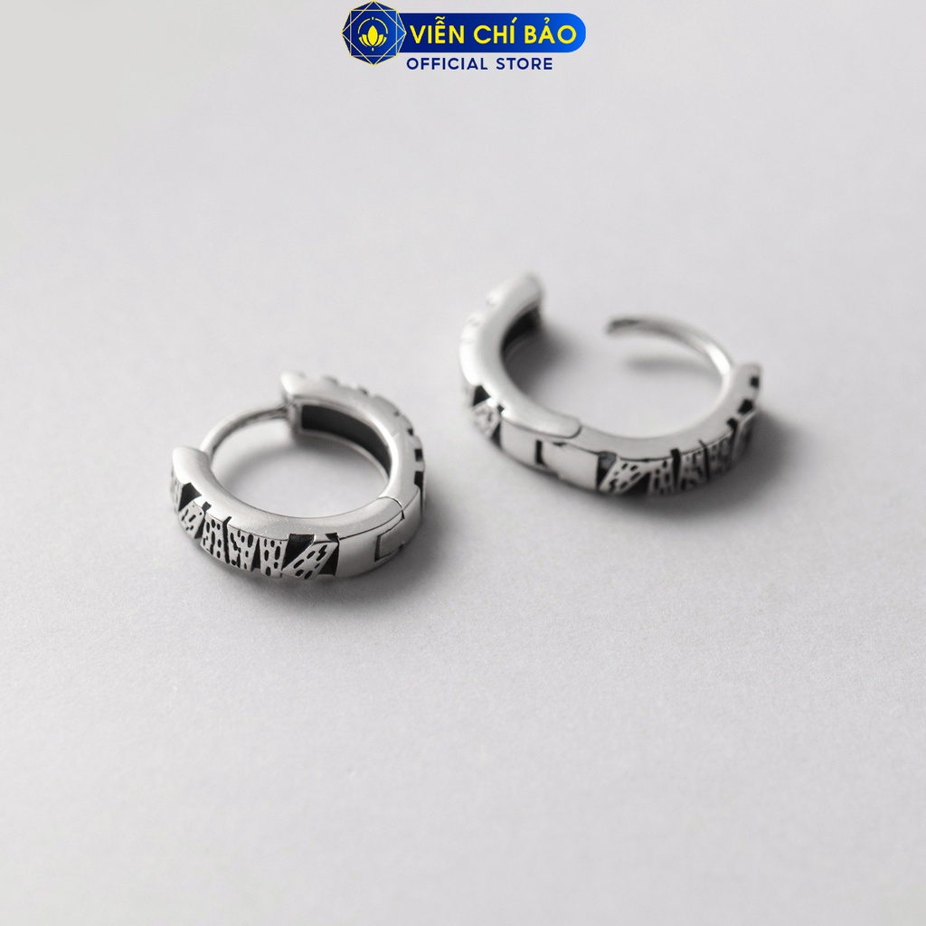 Bông tai zig zac khóa tròn bạc Thái 925 thời trang phụ kiện trang sức Viễn Chí Bảo B000619