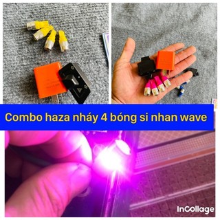 Combo haza + 4 bóng led 6 mắt siêu sáng gắn wave 50-100-110