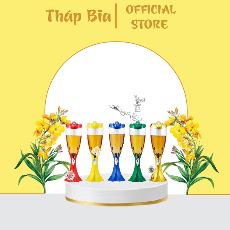 Tháp Bia 3l V6 Đựng Bia Trà Sữa Nước Ngọt Lõi Đá Giữ Lạnh Đèn Led 7 Màu Có Vòi Dùng Quán Beer, Bar Club, Tiệc, Party