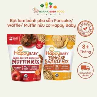 Bột làm bánh pha sẵn Pancake/ Waffle/ Muffin hữu cơ Happy Baby cho bé từ 8 tháng