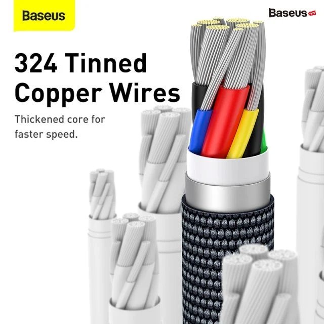 Cáp sạc nhanh type c to type c baseus crystal shine series data pd fast charging 100w qc 4.0