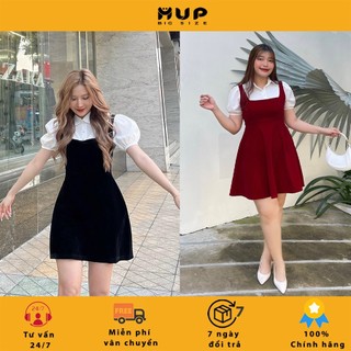 Đầm nhung kiểu yếm tay phồng bigsize MUP Bigsize DN03