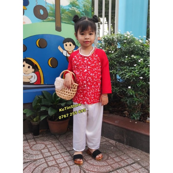 Bà ba cho bé 8-20kg vải lụa hoa nhí