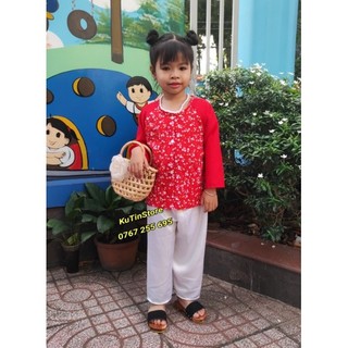 [Ảnh thật] Bà ba cho bé 8-30kg vải lụa hoa nhí