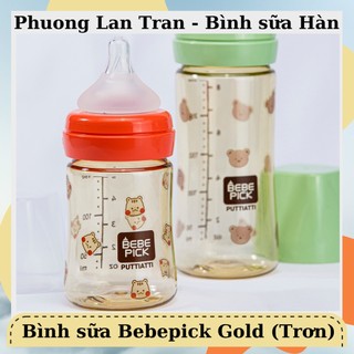 Bình bebepick ppsu trơn size 150ml - 250ml bản gold núm ti tùy chọn size