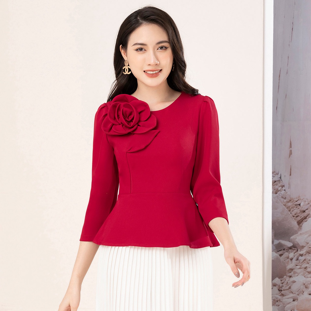 Áo Peplum Tay Bồng UK FASHION Thiết Kế Tôn Dáng Sang Trọng Chất Vải Nhập Hàn Cao Cấp NKSM2210003