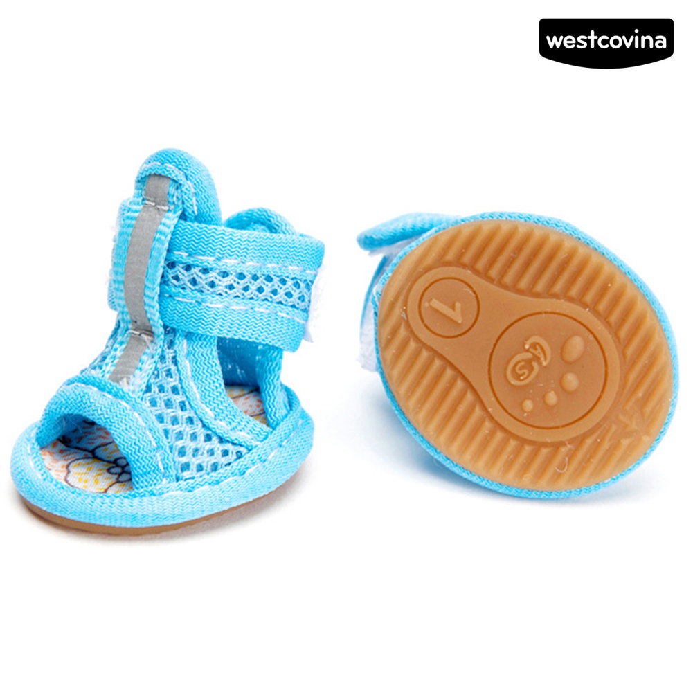 [Hot]♝Set 4 Đôi Xăng đan Đế Cao Su Chống Trượt Màu Sắc Đa Dạng Cho Thú Cưng