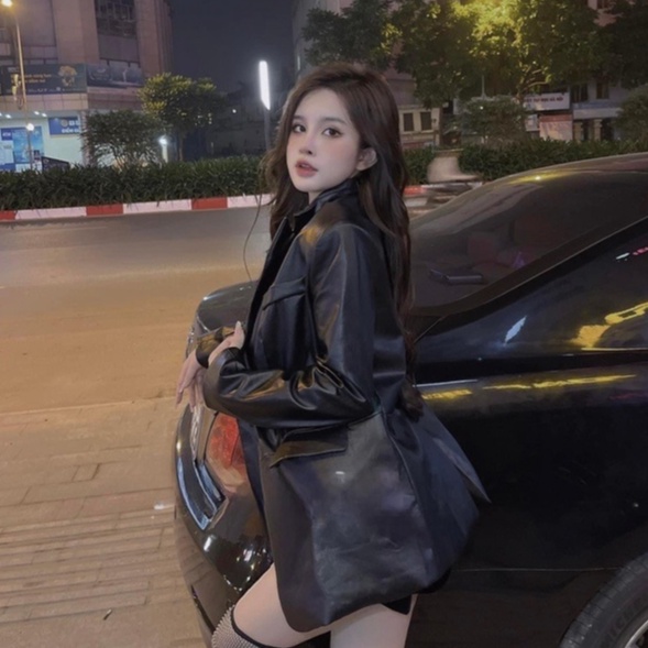 Áo vest da form rộng