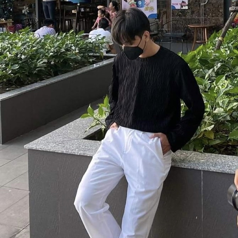 Áo thun tay dài Flo MenSwear unisex sọc xoắn form áo suông