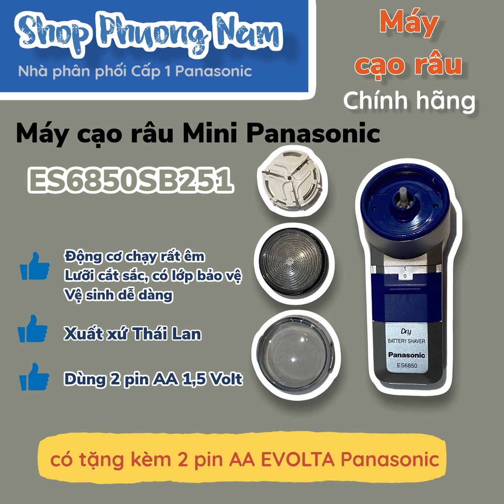 Máy cạo râu mini Panasonic kèm 2 viên pin AA, nhập khẩu Thái Lan chính hãng