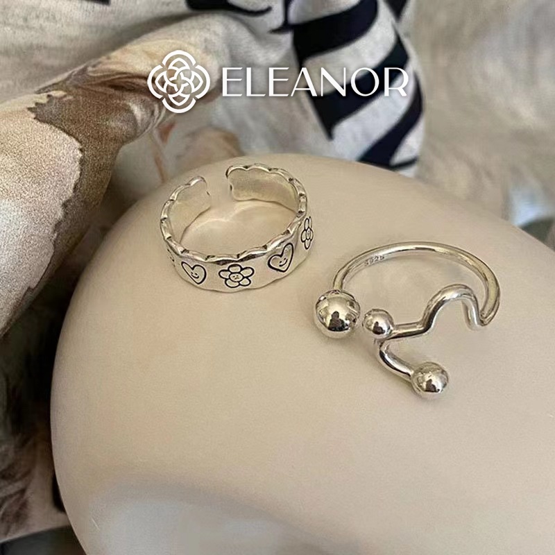Nhẫn nữ hở bạc 925 Eleanor Accessories thiết kế viền hoa phụ kiện trang sức 5120