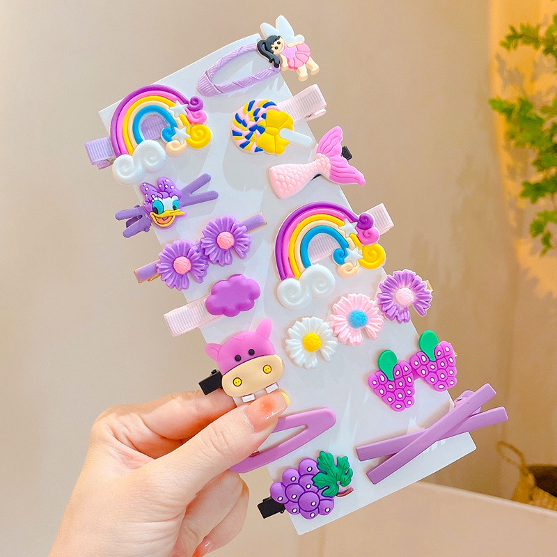 Bộ Kẹp Tóc Cỡ Nhỏ Họa Tiết Hoạt Hình Dễ Thương Cho Bé Gái