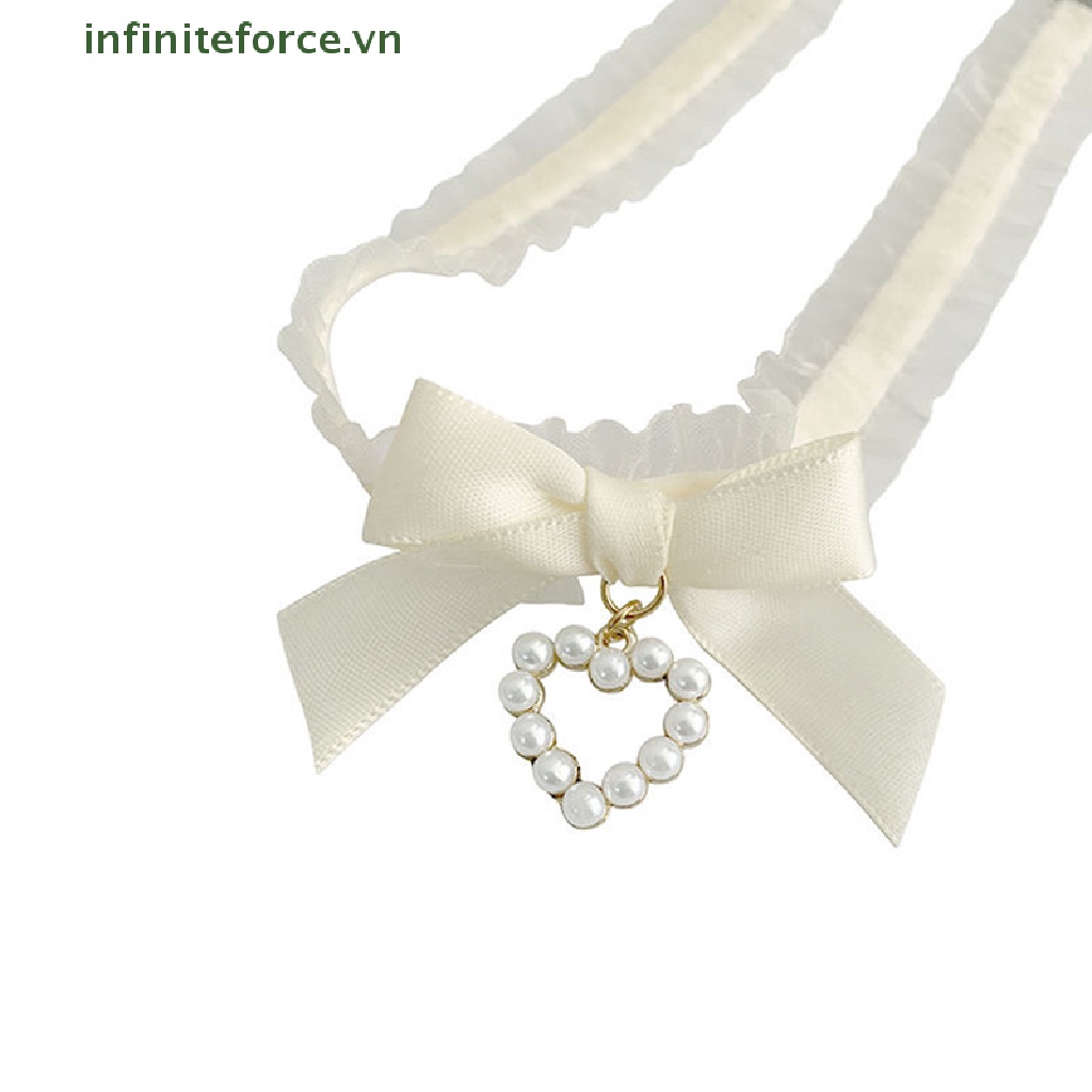 Vòng Cổ Choker Ren Thắt Nơ Trái Tim Thủ Công Phong Cách Vintage Cho Nữ