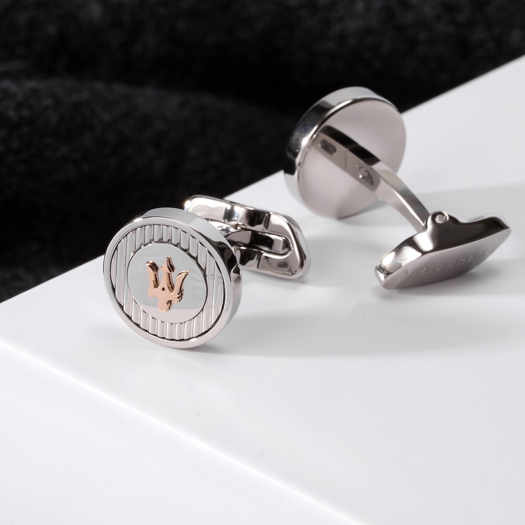 Maserati Jewels 15x3mm Men's Steel Rose Gold Logo Cufflinks JM121ATK14