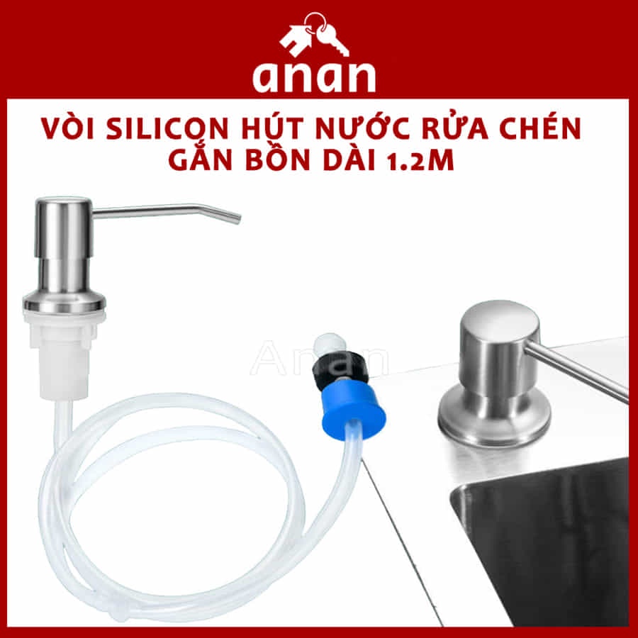 Vòi Bơm Nước Rửa Chén, Bộ Vòi  Xịt Nước Rửa Bát, Xà Phòng Tự Bơm, Ống Dẫn Dài 1,2M Gắn Bồn Rửa