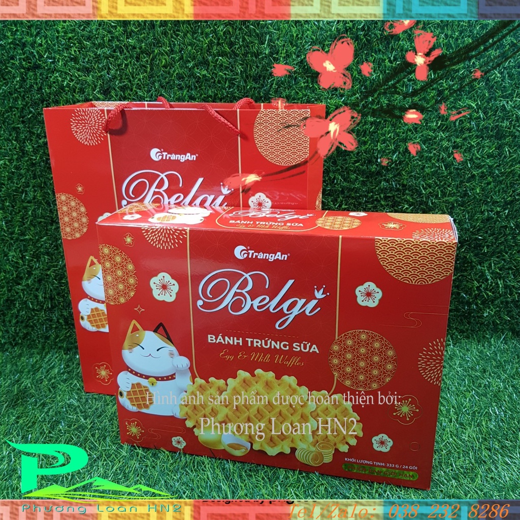 Bánh trứng sữa giòn Belgi Tràng An hộp 333g Kèm túi xách - phiên bản giới hạn Mèo Thần Tài