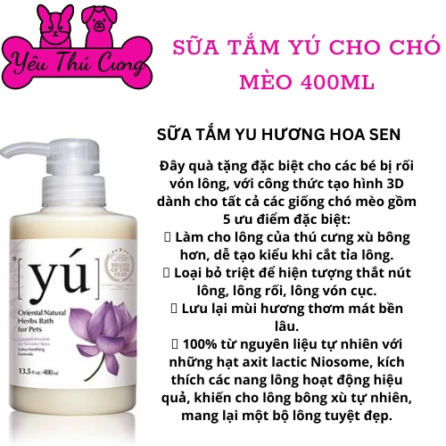 Sữa tắm Yú cho chó mèo các loại 400ml-YÊU THÚ CƯNG
