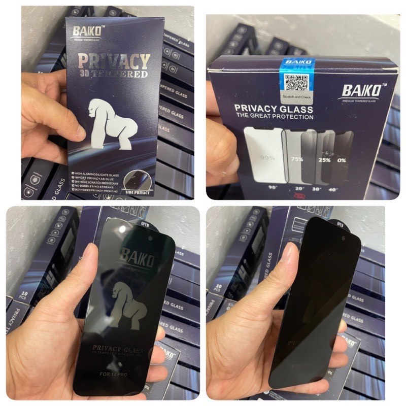 Cường lực kingkong BAIKO chống nhìn trộm và cường lực Baiko Tím chính hãng dành cho iphone