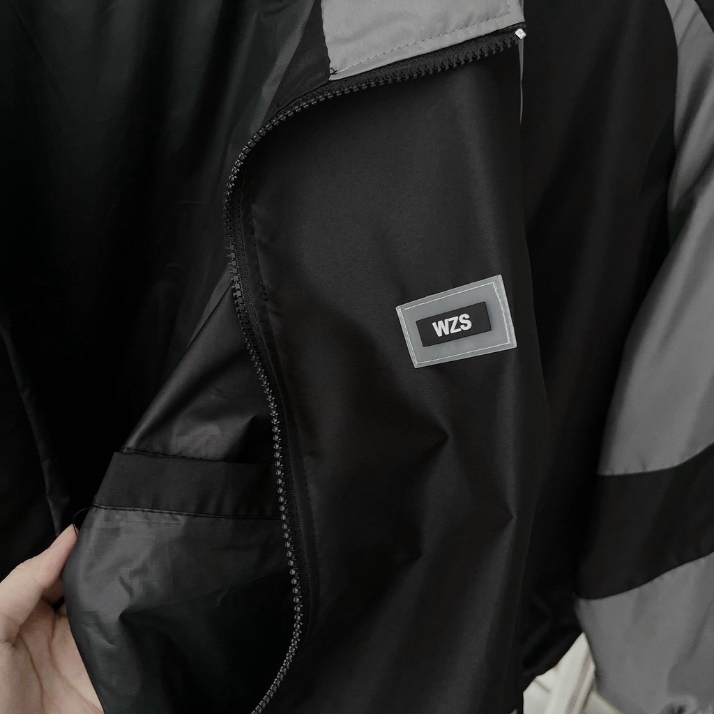 Áo khoác DÙ TEM SU WZS phối màu đen xám vải dù 2 lớp có túi trong form rộng khoác ngoài nam nữ SHOP MAYLAN