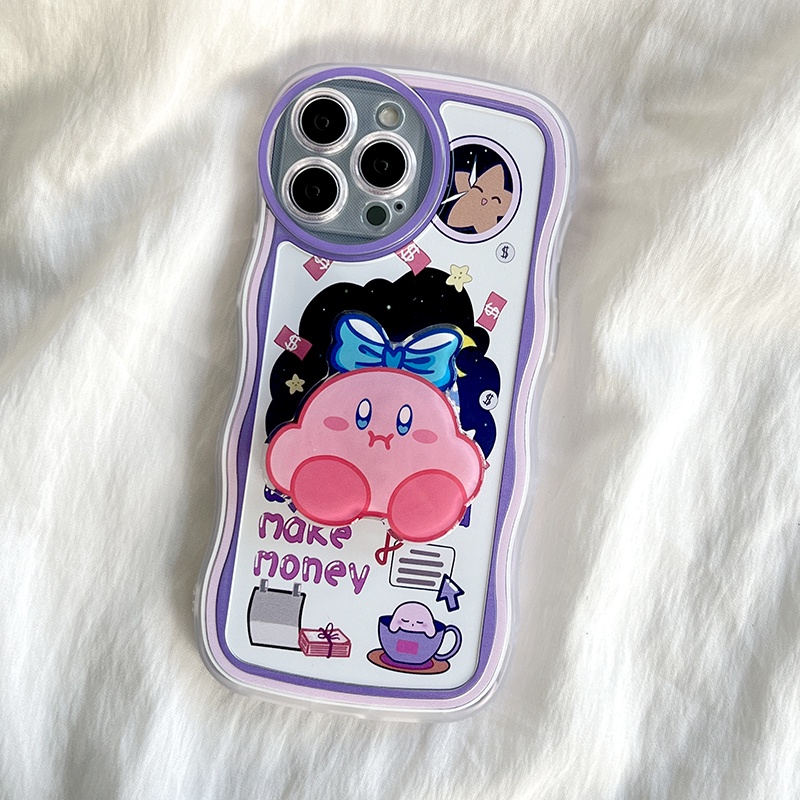 Ốp điện thoại hình Kirby Wave có nút đỡ cho Samsung Galaxy S20 S10 FE Plus Ultra 5G