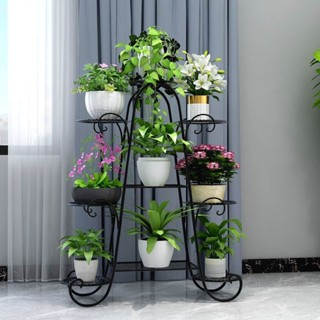 Giá đỡ hoa sắt Loại sàn Kệ mọng nước Phòng khách trong nhà nhiều lớp Màu xanh lá cây và chậu hoa ban công Giá lưu trữ phong cách Châu Âu / Giá đỡ cây Giá đỡ hoa