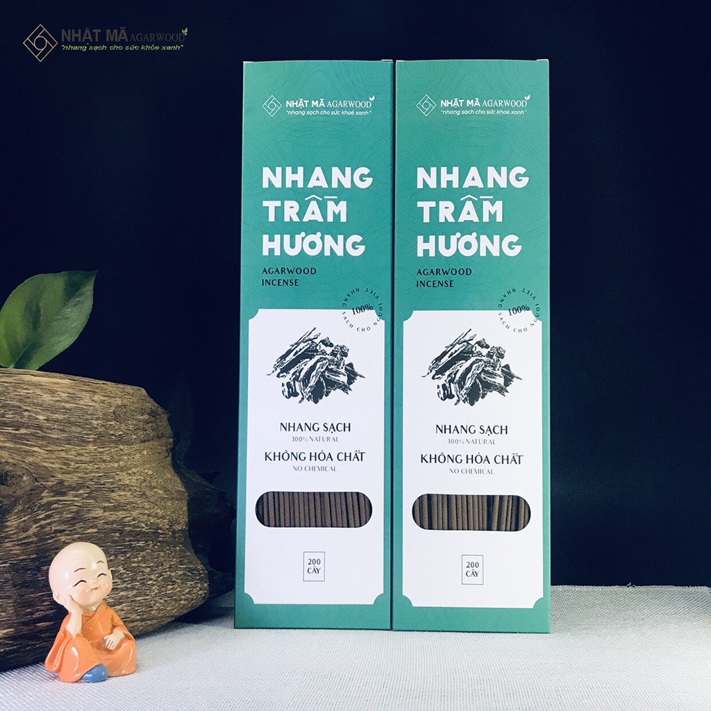 Nhang trầm hương sạch - Nhật Mã Agarwood - Loại cao cấp, hộp 200 cây 30cm tăm mộc