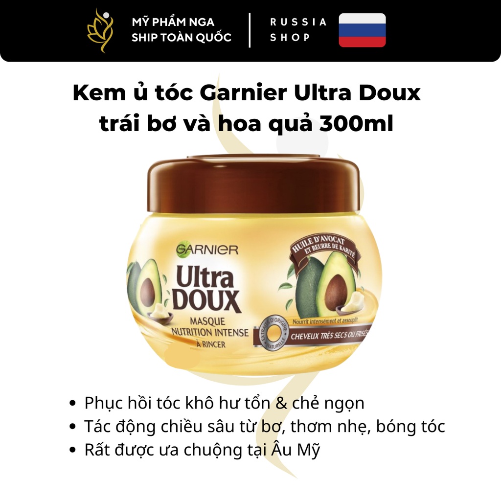 Kem ủ tóc Garnier Ultra Doux chiết xuất trái bơ và hoa quả 300ml