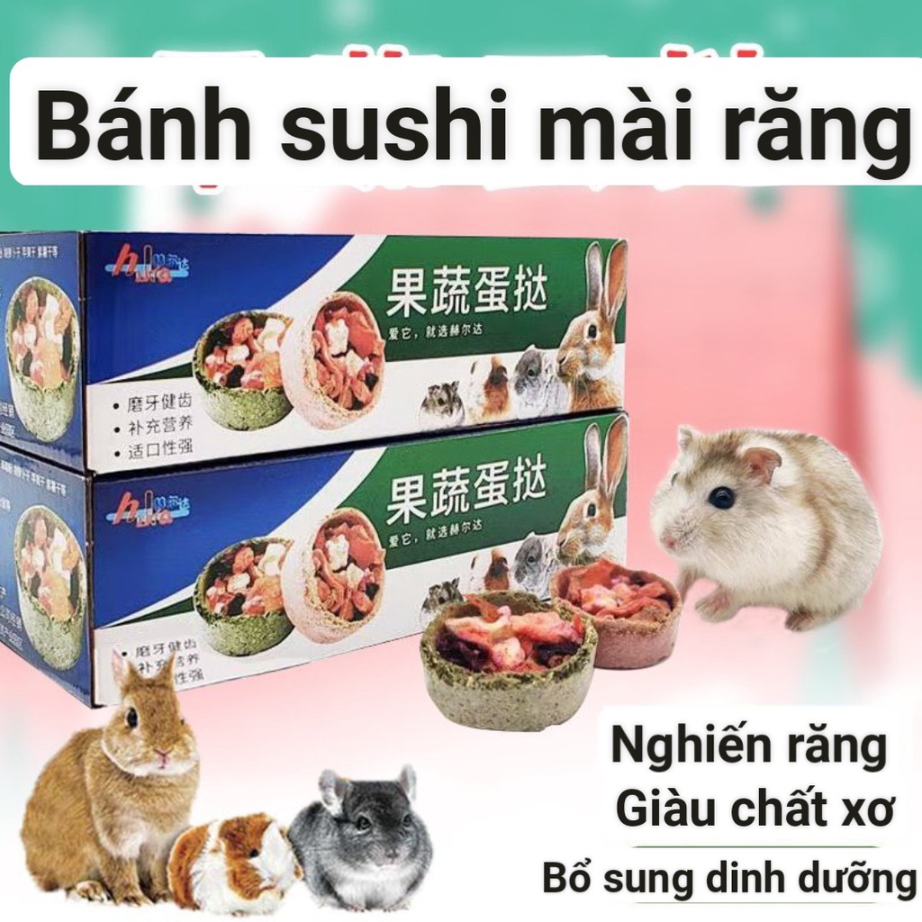 Bánh sushi ăn dặm mài răng cho Hamster, guinea pig, thỏ, sóc bắc mỹ, chinchilla
