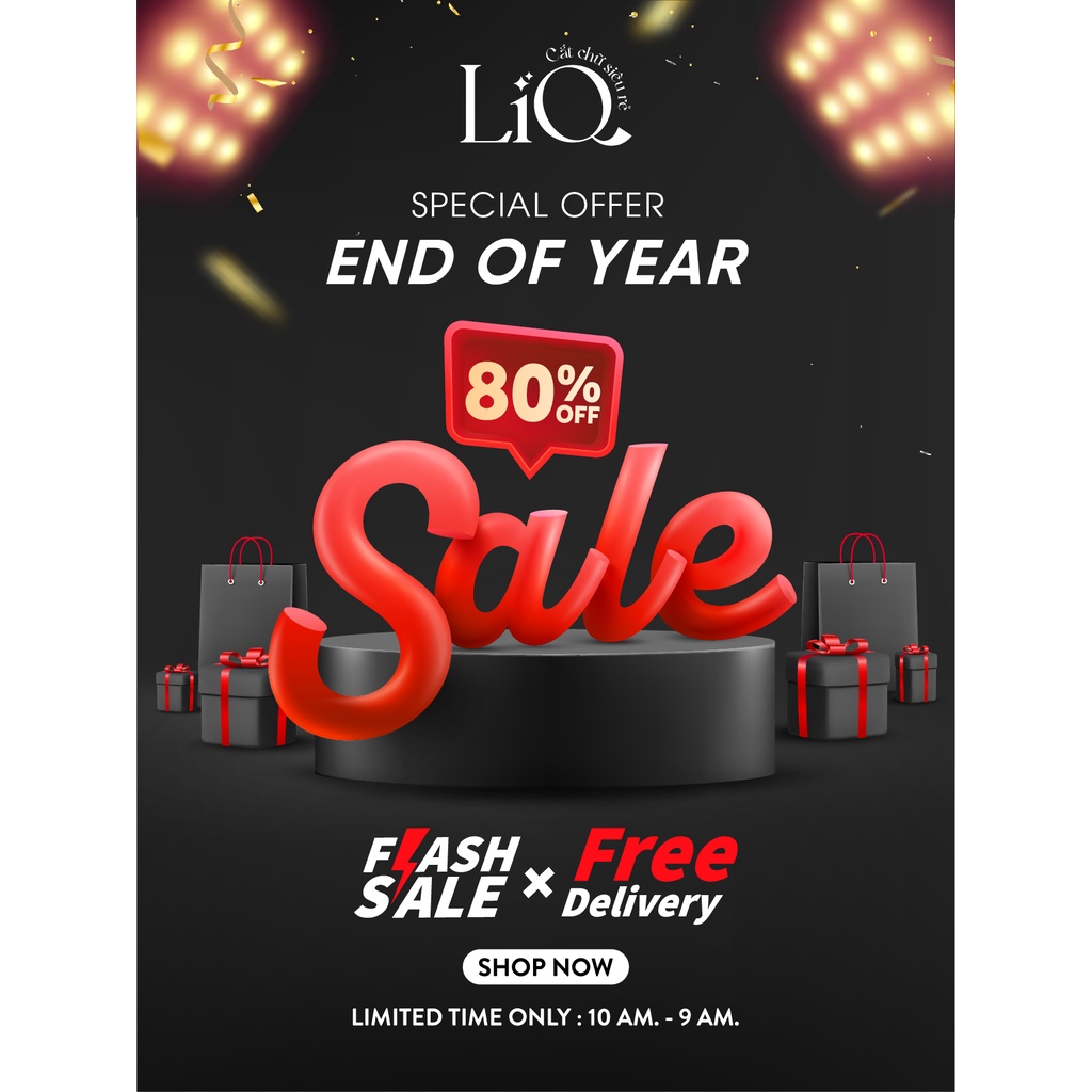 Decal dán kính Poster Sale, End of Year, Mega Sale