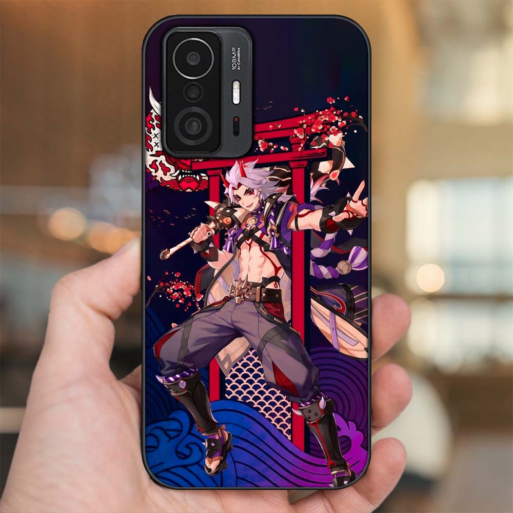 Ốp lưng Xiaomi 11T Pro 5G viền đen in hình Arataki Itto Genshin Impact