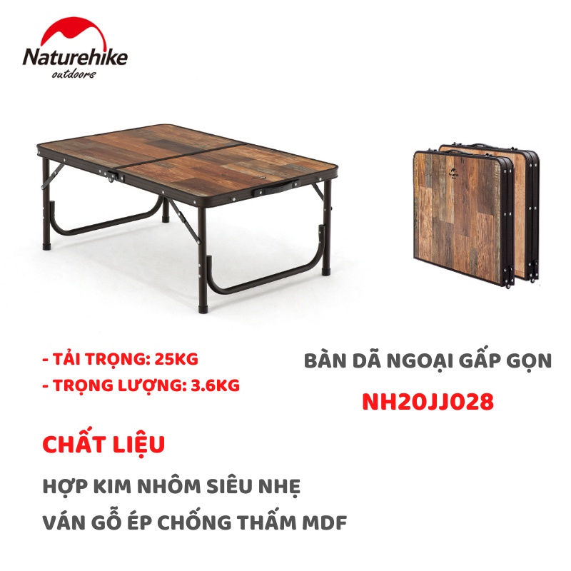 BÀN GẤP SIÊU NHẸ DÃ NGOẠI, CẮM TRẠI, PICNCI NATUREHIKE NH20JJ028